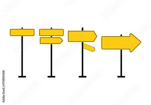 Vector art of set of yellow directional signs