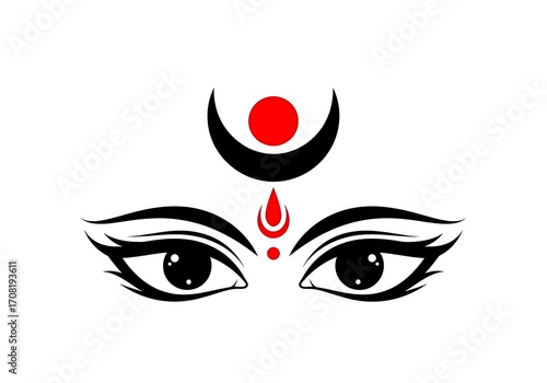 Stylized Eyes and Third Eye Symbol Keywords: eyes, eyelashes, iris, pupil, red dot, crescent