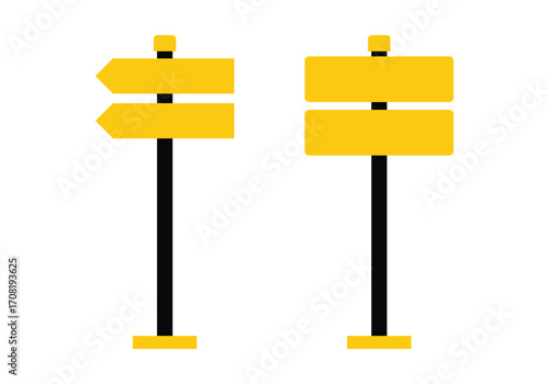 Vector art of two yellow directional signs