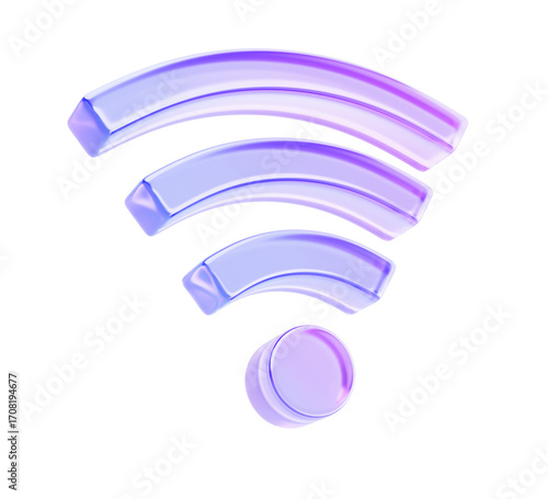 Obraz na płótnie 3d glass holographic transparent wifi icon render