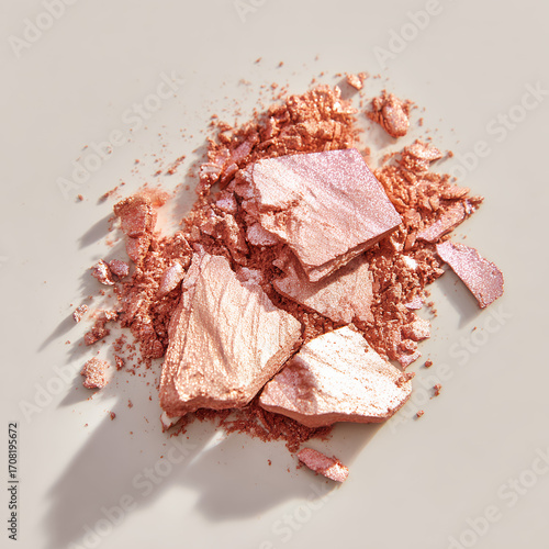 Crushed Rose Gold Shimmer Powder Makeup On Light Background