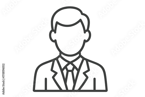 User profile icon of businessman in suit. Male person avatar for account. Manager or employee symbol. Corporate office worker line illustration. Human resources pictogram.