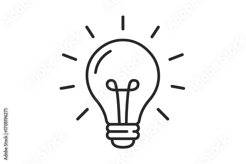 Light bulb line icon. Idea, solution, creativity, innovation symbol. Electric lamp pictogram. Vector illustration for brain, thinking, knowledge, learning and inspiration.
