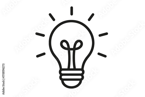 Light bulb line icon. Symbol of creative idea, innovation, solution. Vector lamp pictogram for inspiration, thinking, knowledge, bright energy. Outline graphic for electricity, power.
