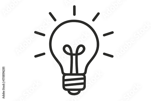 Light bulb icon. Linear vector illustration. Concept of idea, solution, creativity, innovation, and inspiration. Shining lamp pictogram for energy and electricity themes.