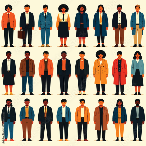 Diverse Group of People in Business Attire.