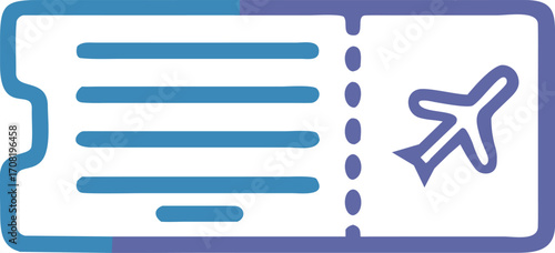 Modern Icon of an Airline Ticket with Flight Details and Airplane Symbol