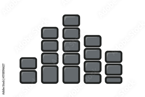 Equalizer sound music wave icon. Graphic audio spectrum analyzer. Digital level meter concept. Music studio symbol. Volume control. DJ mixer console fader. Vector element.
