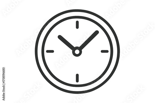 Clock icon vector. Time symbol line art. Simple watch face graphic. Concept for deadline, schedule, appointment, timer, punctuality, and time management. Minimal element.