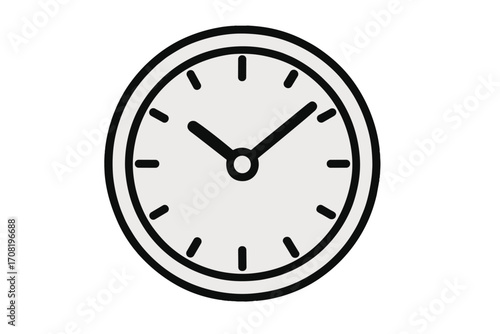 Clock icon vector. Simple line art illustration of a watch face. Concept of time, deadline, schedule, and time management. Minimalist timer or countdown symbol graphic.