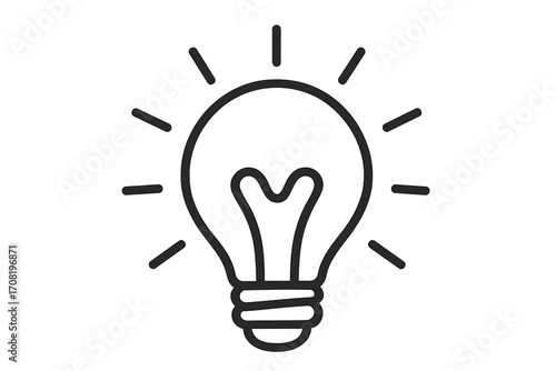 Light bulb icon with heart filament. Symbol of new idea, creativity, innovation, passion project. Love for work. Concept of empathy, brainstorming, solution. Linear vector.
