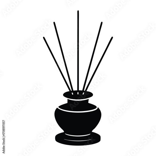 black and white illustration of an incense stick