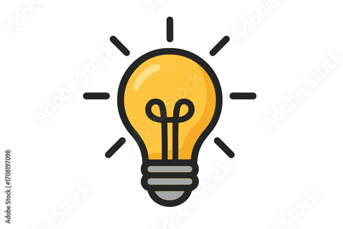 Light bulb icon as a symbol for a great idea, innovation and creativity. Flat design vector illustration for concepts like solution, thinking, inspiration and energy.