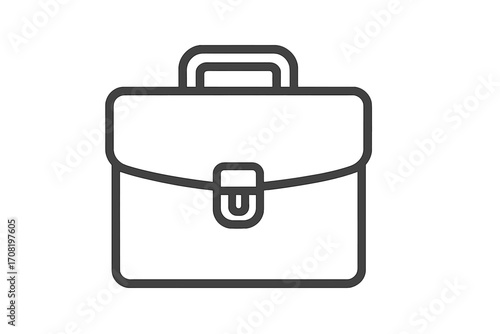 Briefcase icon for business and work. Professional portfolio symbol for corporate identity. Vector line art illustration of a manager's bag. Job and career concept design element.