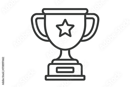 Trophy cup icon line art. Winner's award for first place. Victory prize for championship and competition. Success and achievement symbol. Simple vector outline illustration.