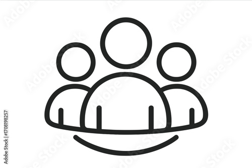 Team icon, group of people sign, community linear symbol. Vector concept illustration for social network, users, partnership, leadership, collaboration, and meeting.