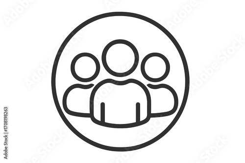 Teamwork icon, people group symbol. Vector illustration of community, collaboration, and social network. Business partnership and user group line art for web. Simple staff pictogram.