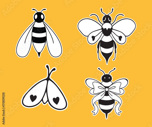playful bee vector illustrations