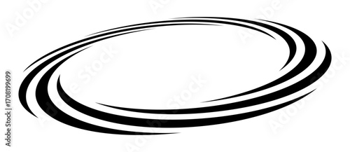 Lines in circle abstract background. Dynamic transition illusion. Black spiral on a white background. Perspective view.