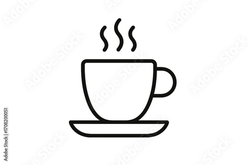 Coffee cup line icon vector. Minimalistic pictogram for cafe menu or coffee shop logo. Simple outline symbol of hot drink, tea, espresso or cappuccino for web design.