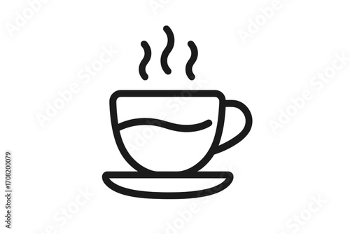 Coffee cup line icon. Tea mug with steam symbol. Hot drink pictogram for cafe menu or coffee break. Minimalist outline vector for web, app, logo. Beverage silhouette.
