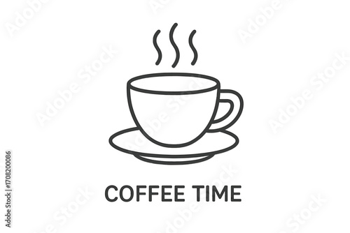 Coffee time vector line icon. Minimalistic sign for web and graphic design. Hot drink symbol for cafe menu, banners, social network. Morning espresso cup pictogram.