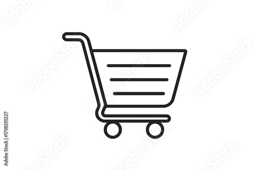 Shopping cart vector line icon. E-commerce and online store symbol. Minimalist trolley for retail business. Buy, purchase, add to cart button for web UI UX design.