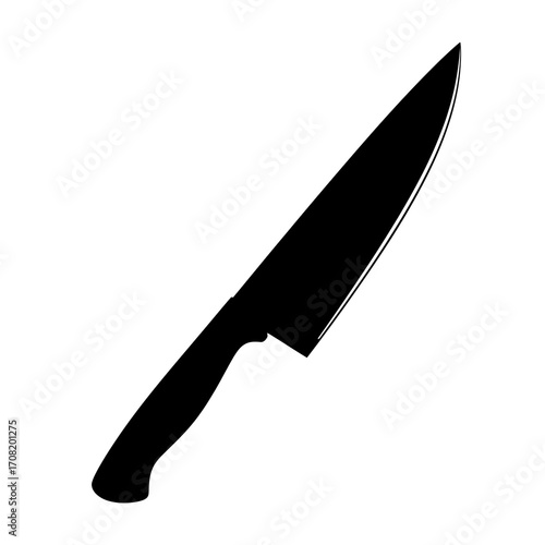Chef knife silhouette isolated on white background