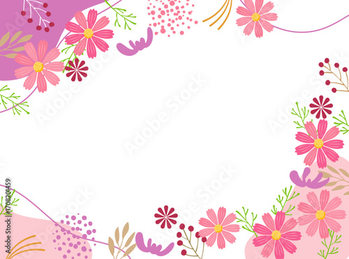 優しい水彩のコスモス背景イラスト