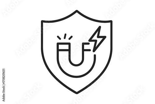 Magnetic force protection icon. Magnetism power and energy shield symbol. Inbound marketing and customer attraction metaphor. Lead generation and retention strategy concept.