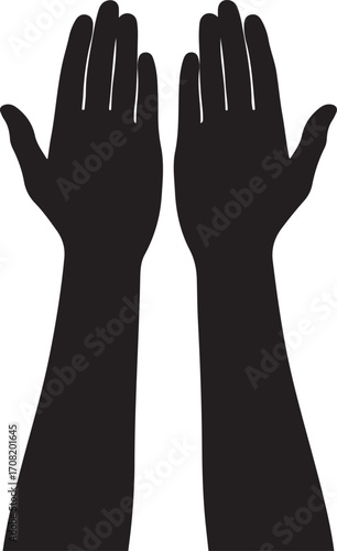 Raised hands praise gesture silhouette