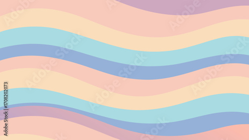 Soft pastel wavy stripes background with a gentle, flowing aesthetic vector illustration