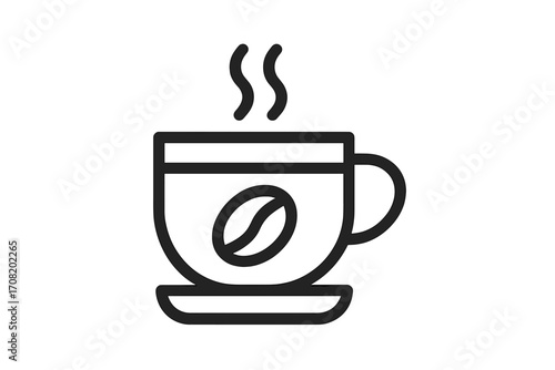 Coffee cup line icon. Simple vector symbol for hot drink, espresso, or latte. Minimalist pictogram for cafe menu, restaurant, or morning breakfast concept. Caffeine beverage sign.