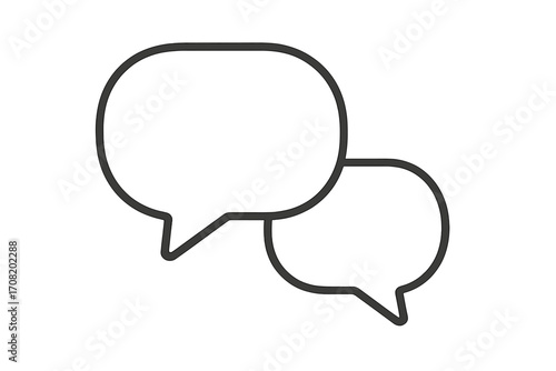 Speech bubble chat icon for communication and conversation. Dialogue, message and comment symbol. Vector illustration for social media, web, apps. Line art discussion logo.