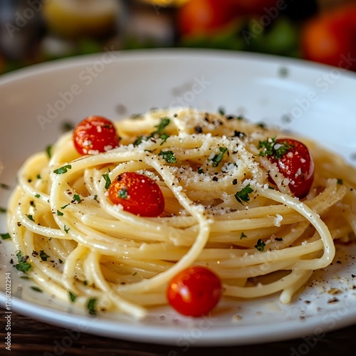 Ein Teller mit leckeren Spaghetti 