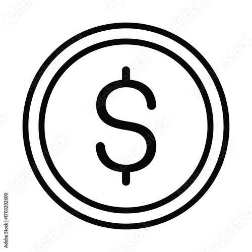 Dollar Coin Icon Representing Currency and Financial Transactions.