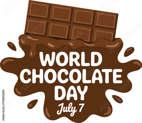 Delicious chocolate bar melting into a rich splash, celebrating World Chocolate Day