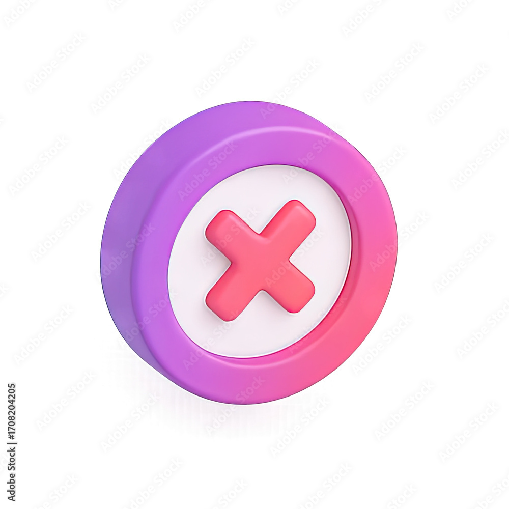 Obraz premium A pink and purple button with a red cross on it.