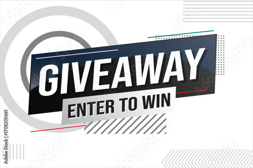 giveaway enter and win word vector illustration blue 3d style for social media landing page, template, ui, web, mobile app, poster, banner, flyer, background, gift card, coupon, label, wallpaper 