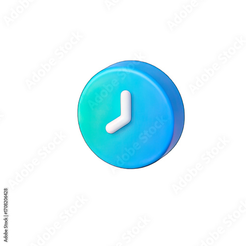 A blue and white clock icon with a white face and hands on a blue background.