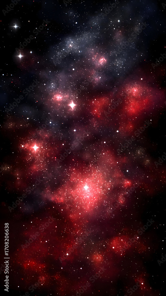 Naklejka premium clusters forming glowing cosmic background with stars and nebulas