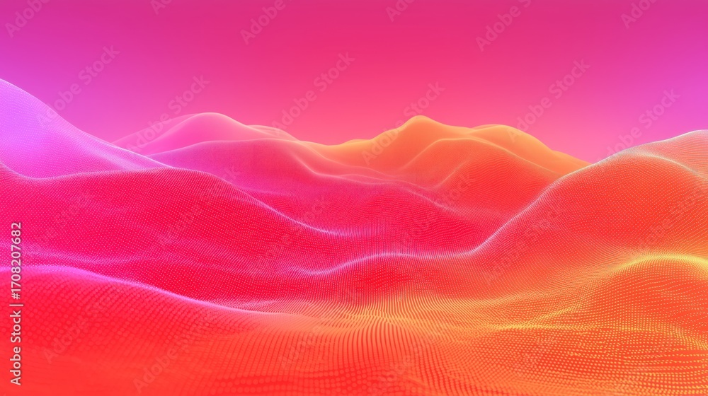 Obraz premium Vibrant Abstract 3D Wave Landscape with Gradient Colors