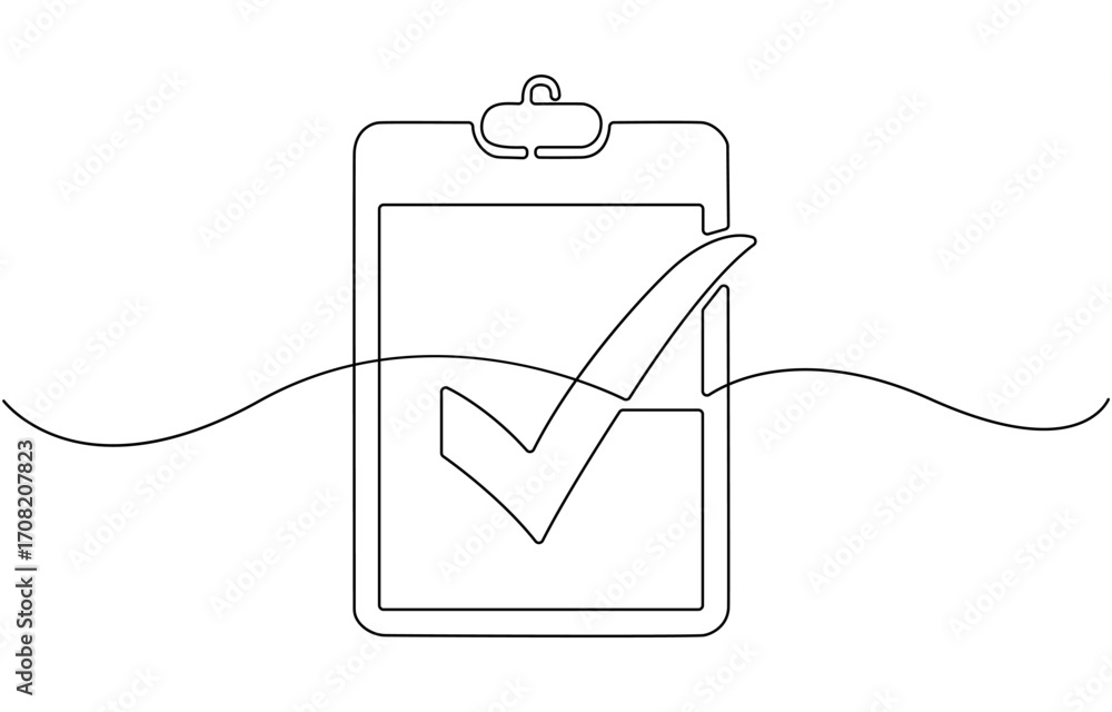 Obraz premium Continuous one line art drawing of clipboard.