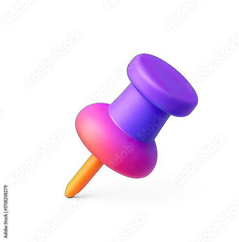 A colorful pushpin with a pink and purple gradient on a transparent background.