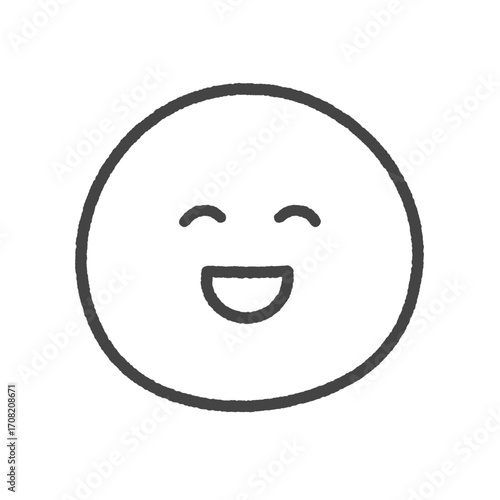 にこにこ笑っている顔の絵文字 - シンプルでかわいいおもしろい･楽しい感情の手書きの黒い線アイコン