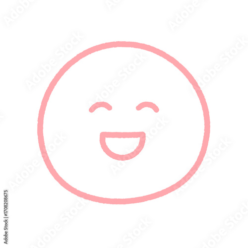 にこにこ笑っている顔の絵文字 - シンプルでかわいいおもしろい･楽しい感情の手書きのピンクのアイコン