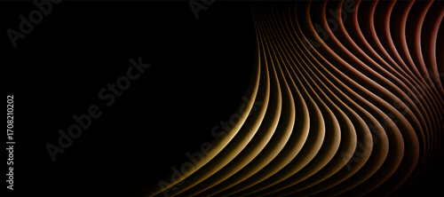 Elegant curved golden lines on a solid black background