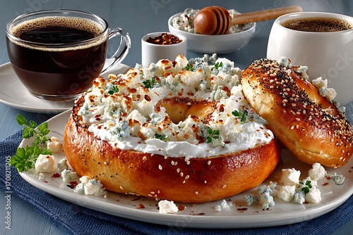 Wallpaper Mural Gourmet bagel served with dark roasted coffee high resolution picture Torontodigital.ca