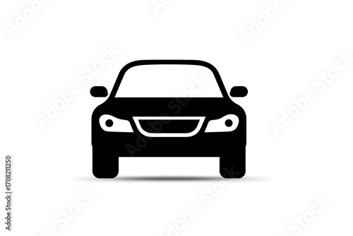 A black car is parked on the street.