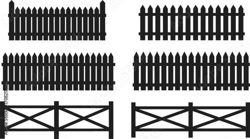 Various vector fence silhouettes art